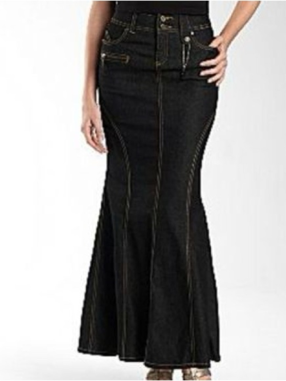 Bisou Bisou Women’s Mermaid Style  Dark Blue Denim Jeans Skirt in Size 10